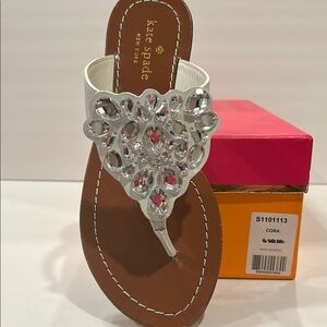 Kate Spade Women's Cora White Leather Flat Thong Sandals - Size 6.5